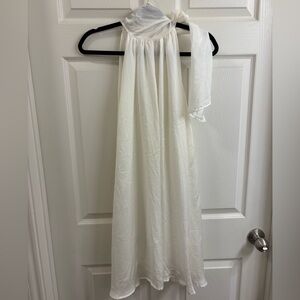 Impressions Elegant White Halter Tie-Neck Dress